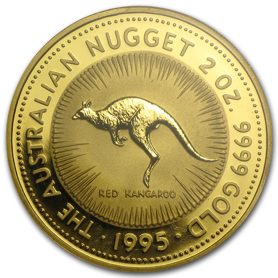 1995 Australia 2 oz Gold Nugget BU