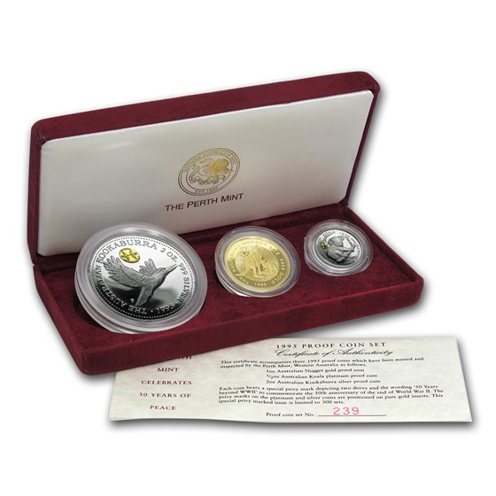 1995 Australia 3-Coin Family of Precious Metals Proof Set 1995 Australia 3-Coin Family of Precious Metals Proof Set