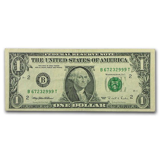 1995 (B-New York) $1.00 FRN XF (Printing Error) 1995 (B-New York) $1.00 FRN XF (Printing Error)