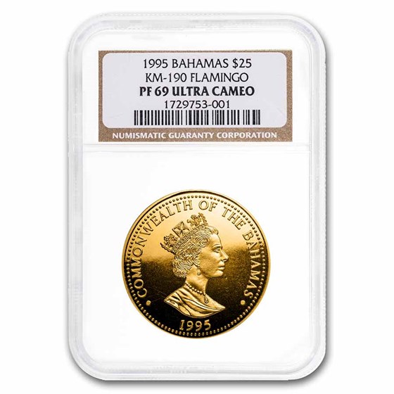 1995 Bahamas Gold $25 Dollars Flamingo PF-69 NGC 1995 Bahamas Gold $25 Dollars Flamingo PF-69 NGC