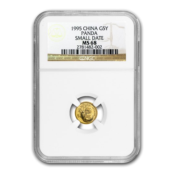 1995 China 1/20 oz Gold Panda Small Date MS-68 NGC