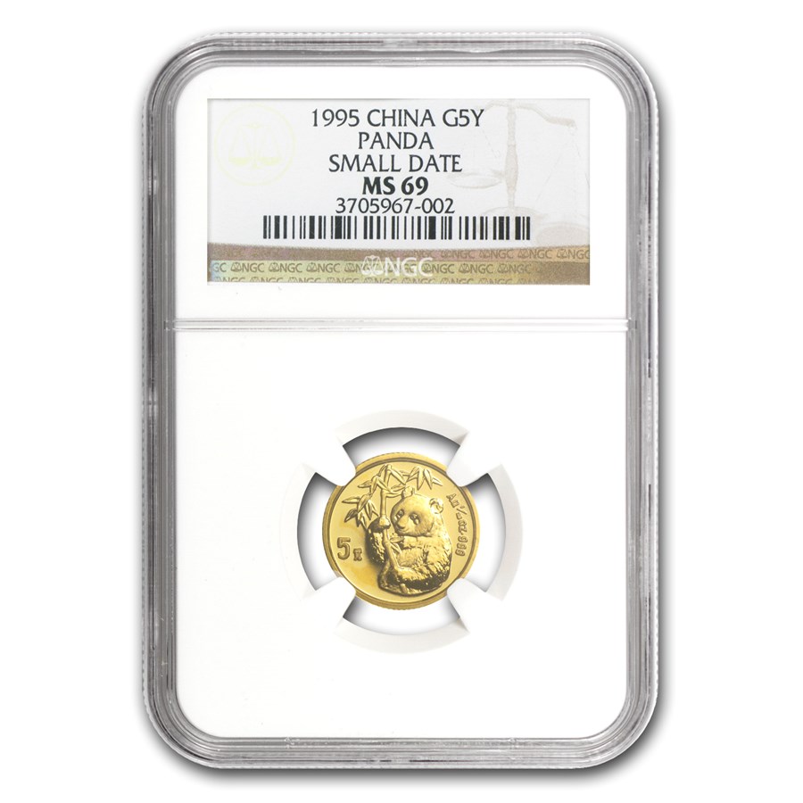 1995 China 1/20 oz Gold Panda Small Date MS-69 NGC