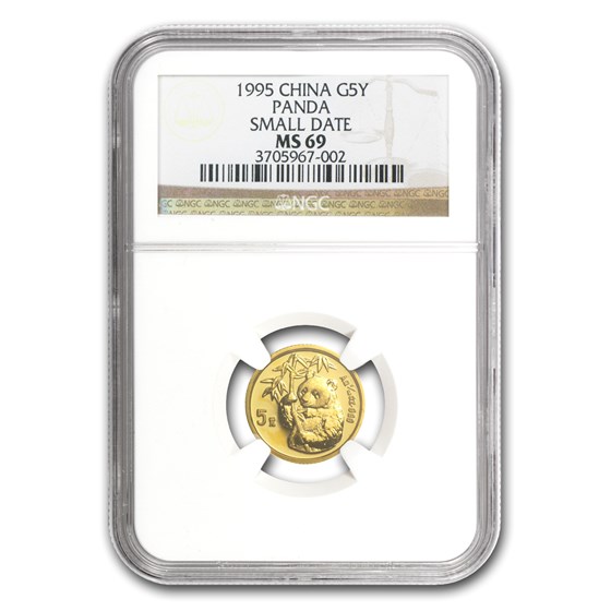 1995 China 1/20 oz Gold Panda Small Date MS-69 NGC 1995 China 1/20 oz Gold Panda Small Date MS-69 NGC