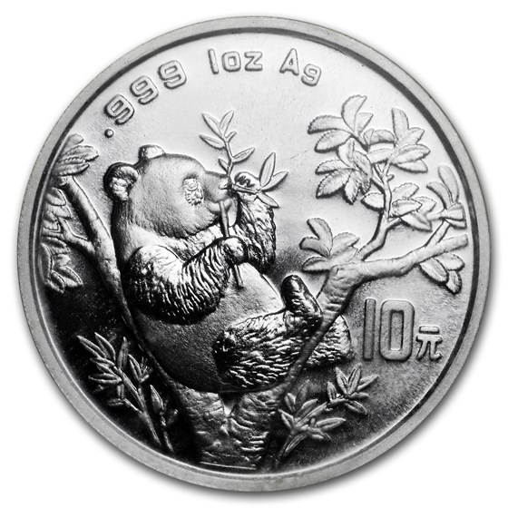 1995 China 1 oz Silver Panda Small Twig BU (Sealed)