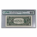 1995 (D-Cleveland) $1 FRN CU-64 EPQ PMG (Fr#1921-D) Print on Back
