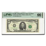 1995 (D-Cleveland) $5 FRN CU-66 EPQ PMG (Fr#1985-D) DC Block
