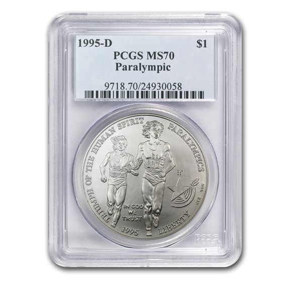 1995-D Olympic Blind Runner $1 Silver Commem MS-70 PCGS 1995-D Olympic Blind Runner $1 Silver Commem MS-70 PCGS