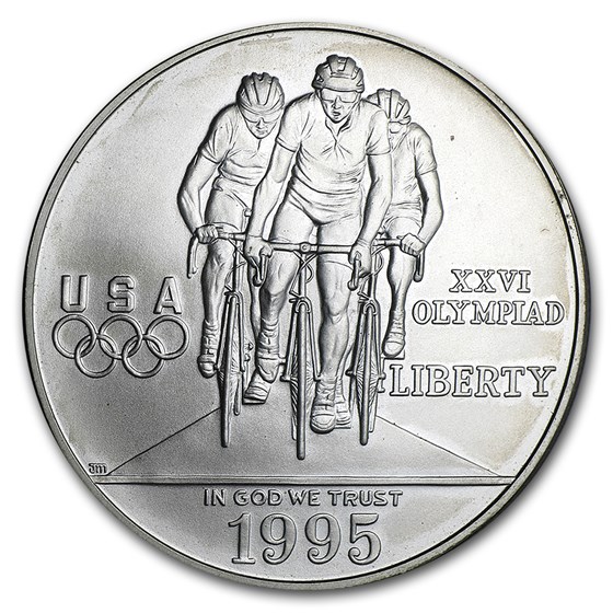 1995-D Olympic Cycling $1 Silver Commem BU (Capsule Only) 1995-D Olympic Cycling $1 Silver Commem BU (Capsule Only)