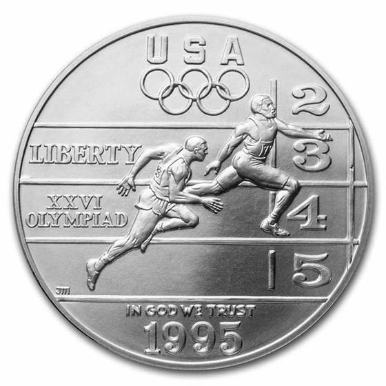 1995-D Olympic Track and Field $1 Silver Commem BU (w/Box & COA)
