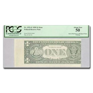 1995 (F-Atlanta) $1 FRN AU-50 PCGS (Fr#1921-F) Misaligned Print