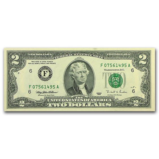 1995 (F-Atlanta) $2.00 FRN CU (Fr#1936-F) 1995 (F-Atlanta) $2.00 FRN CU (Fr#1936-F)