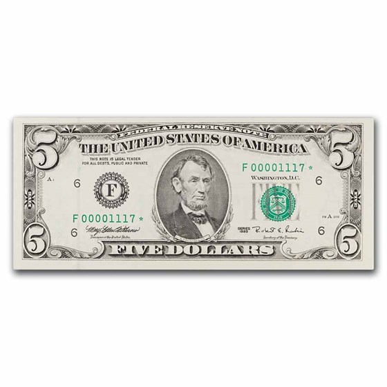 1995* (F-Atlanta) $5.00 FRN CU (Fr#1985-F*) Star Note