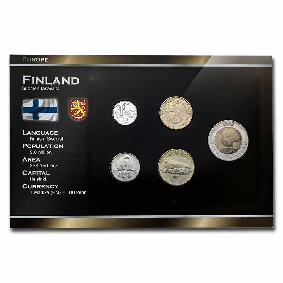 1995 Finland Pre-Euro 5-Coin Set BU
