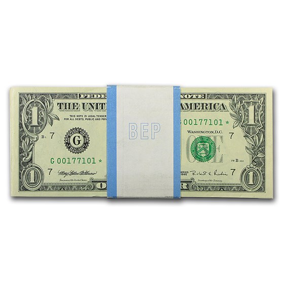1995* (G-Chicago) $1.00 FRN CU (Pack of 100 Star Notes) 1995* (G-Chicago) $1.00 FRN CU (Pack of 100 Star Notes)