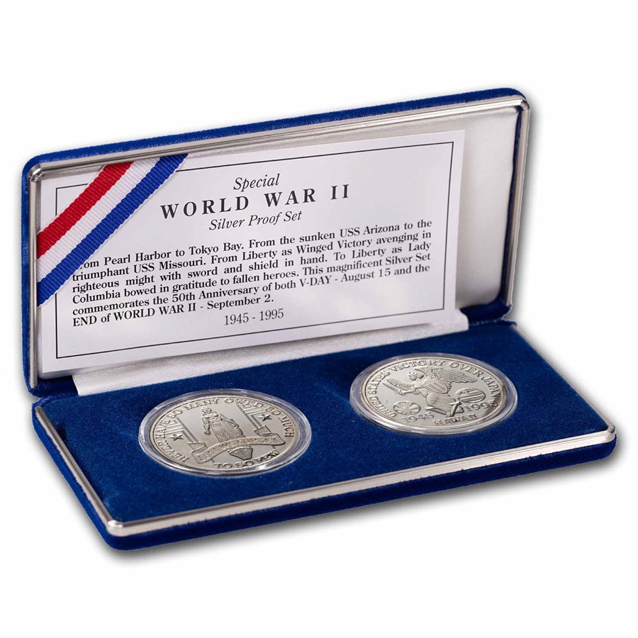 1995 Hawaii 2-Coin Silver 50th Anniv. Commemorative Proof Set