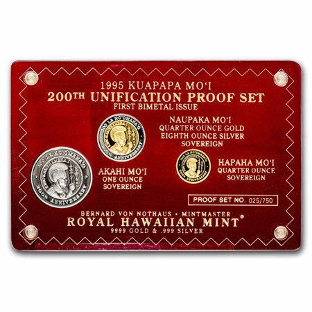 Buy 1995 Hawaiian 3-Coin Gold & Silver 200th Anniv Set (w/Box