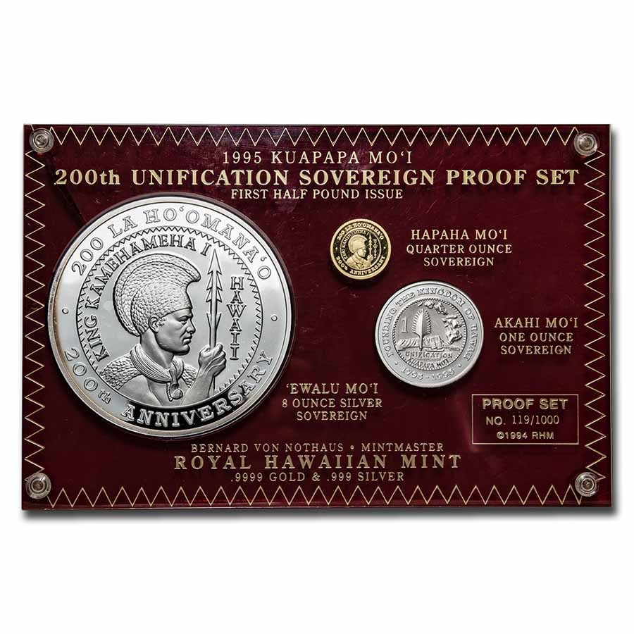 1995 Hawaiian Gold & Silver 200th Anniversary 3-Coin Proof Set