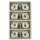 1995 (I-Minneapolis) $1 FRN CU (Fr#1921-I) 4 Note Uncut Sheet