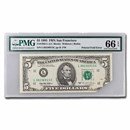 1995 (L-San Fran) $5 FRN CU-66 EPQ PMG (Fr#1985L) Print Fold Over