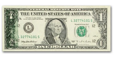 1995 (L-San Francisco) $1 FRN AU (Back/Front 15% Offset Error) 1995 (L-San Francisco) $1 FRN AU (Back/Front 15% Offset Error)