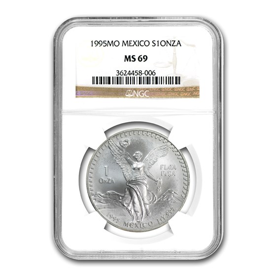1995 Mexico 1 oz Silver Libertad MS-69 NGC 1995 Mexico 1 oz Silver Libertad MS-69 NGC