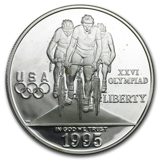 1995-P Olympic Cycling $1 Silver Commem Proof (Capsule only)