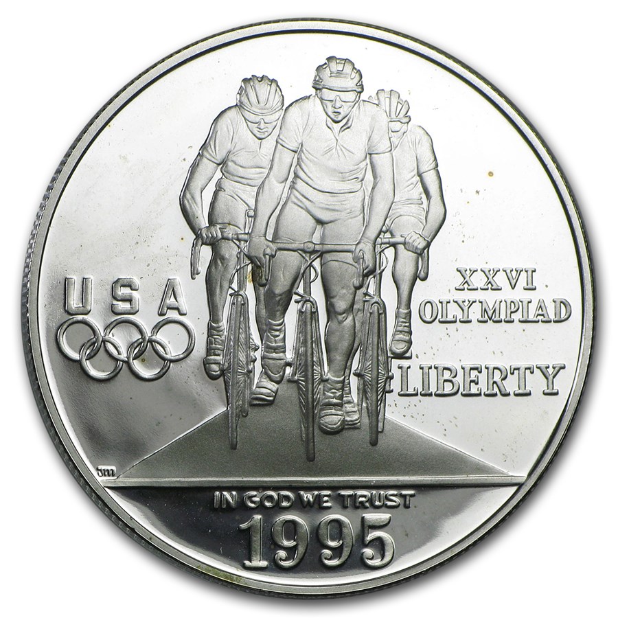 1995-P Olympic Cycling $1 Silver Commem Proof (Capsule only)