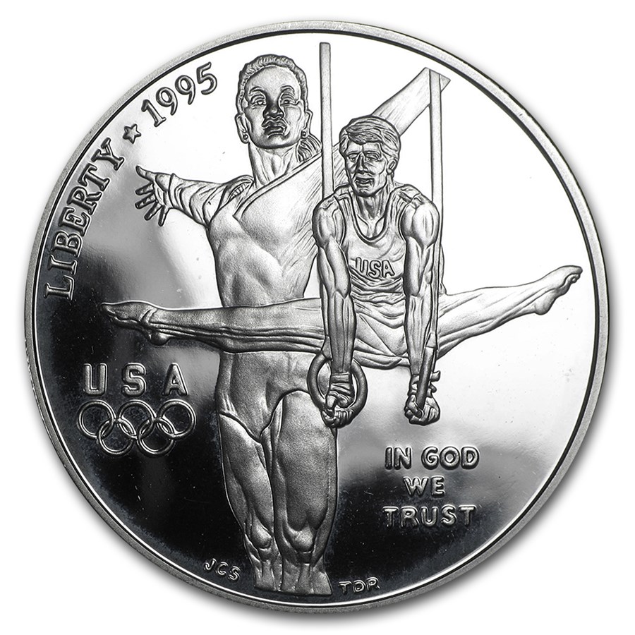 1995-P Olympic Gymnast $1 Silver Commem Proof (w/Box & COA)