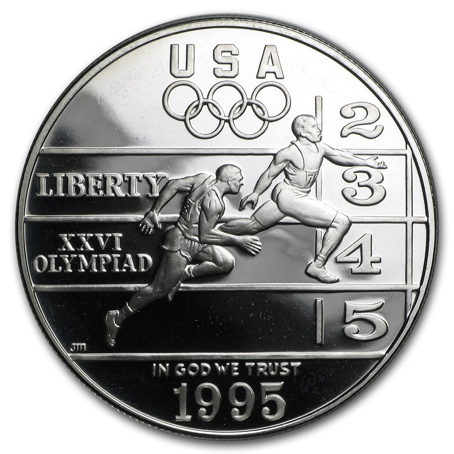 1995-P Olympic Track and Field $1 Silver Commem Pf (Capsule Only)