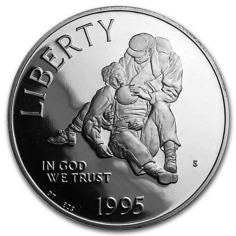 1995-S Civil War $1 Silver Commem Proof (w/Box & COA)