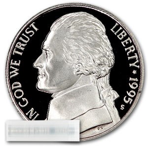 1995-S Jefferson Nickel 40-Coin Roll Proof 1995-S Jefferson Nickel 40-Coin Roll Proof