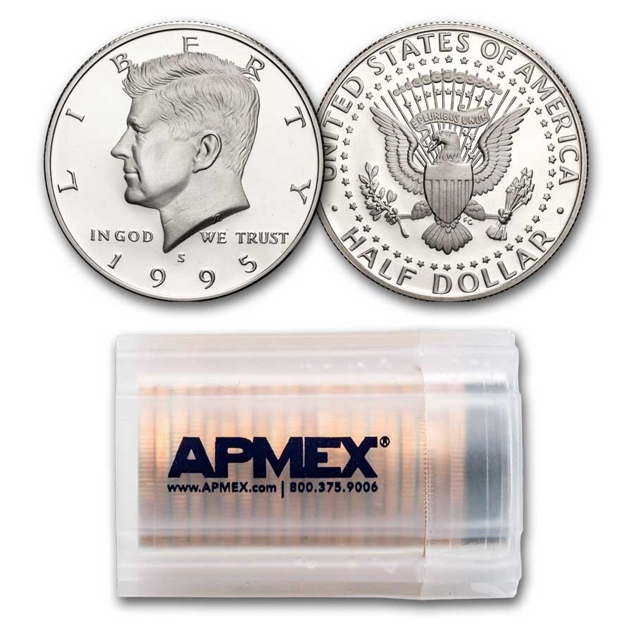 1995-S Kennedy Half Dollar 20-Coin Roll Proof