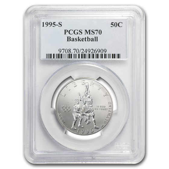 1995-S Olympic 1/2 Dollar Clad Commem MS-70 PCGS (Basketball) 1995-S Olympic 1/2 Dollar Clad Commem MS-70 PCGS (Basketball)