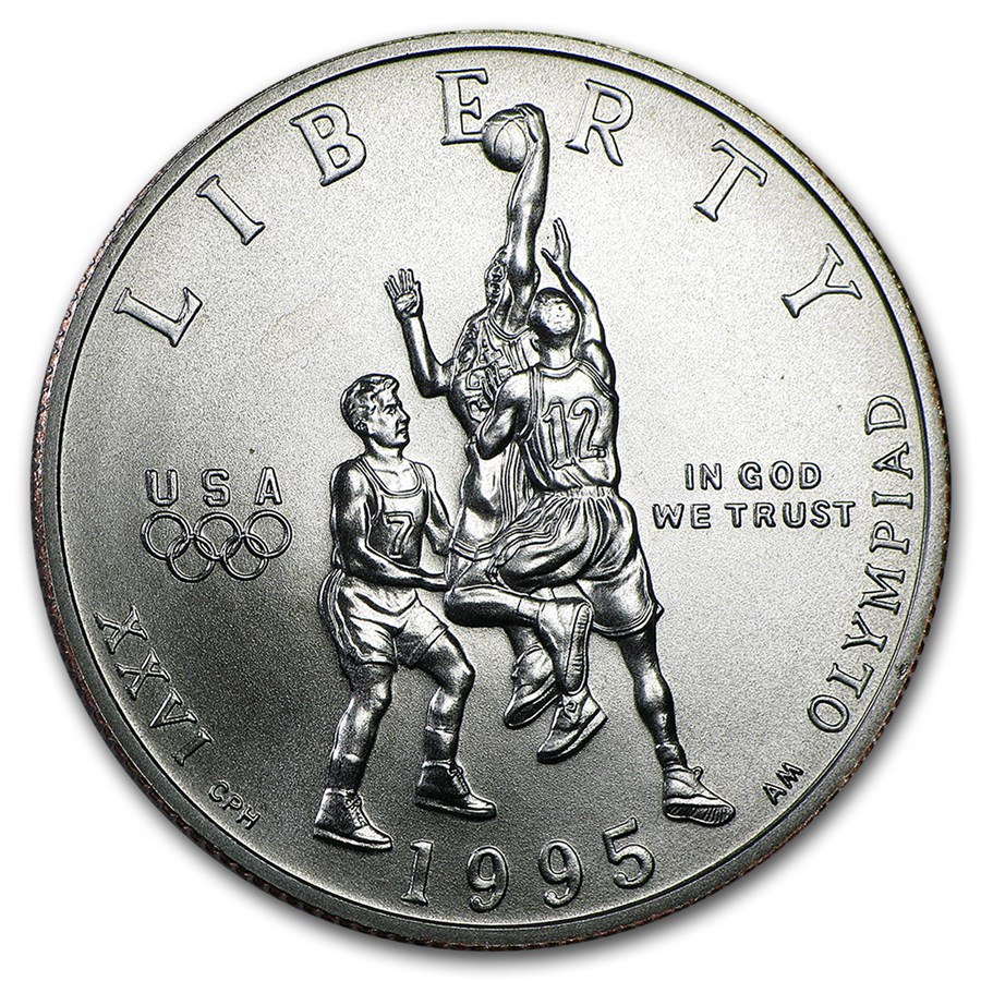 1995-S Olympic Basketball 1/2 Dollar Clad Commem BU (Capsule)