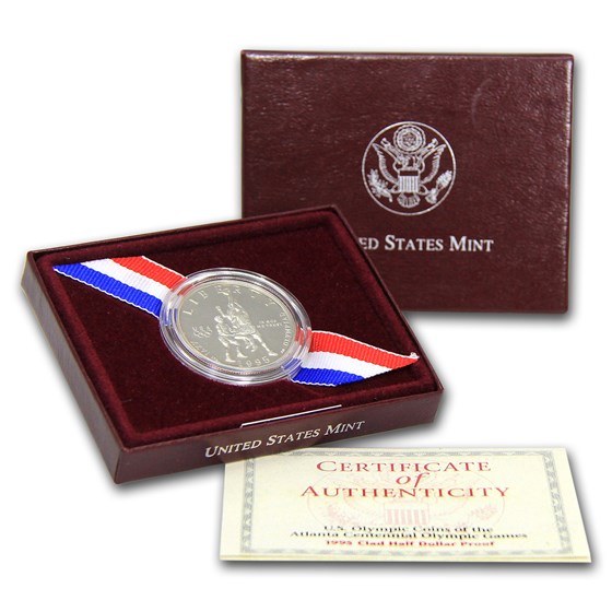 1995-S Olympic Basketball 1/2 Dollar Clad Commem Prf (Box & COA) 1995-S Olympic Basketball 1/2 Dollar Clad Commem Prf (Box & COA)