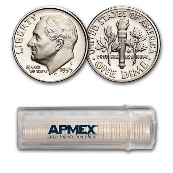 1995-S Roosevelt Dime 50-Coin Roll Proof (Silver) 1995-S Roosevelt Dime 50-Coin Roll Proof (Silver)