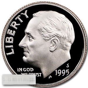 1995-S Roosevelt Dime 50-Coin Roll Proof 1995-S Roosevelt Dime 50-Coin Roll Proof