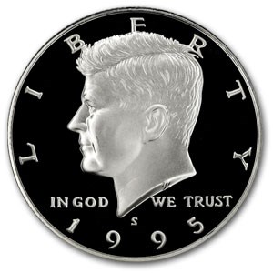 1995-S Silver Kennedy Half Dollar Gem Proof 1995-S Silver Kennedy Half Dollar Gem Proof