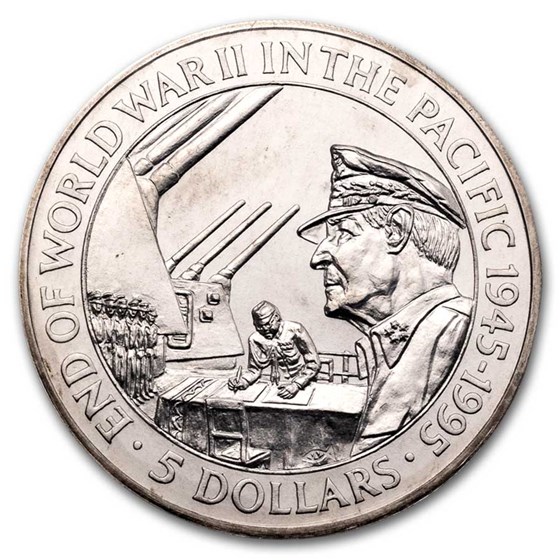 1995 Solomon Islands 5 Dollars Japanese Surrender BU 1995 Solomon Islands 5 Dollars Japanese Surrender BU