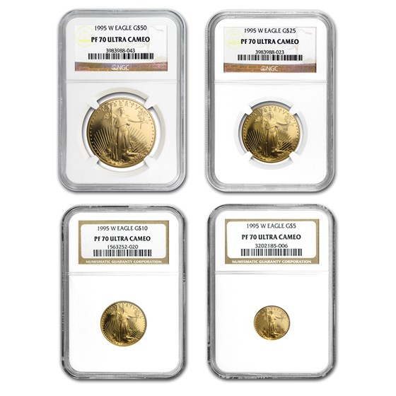 1995-W 4-Coin Proof American Gold Eagle Set PF-70 UCAM NGC 1995-W 4-Coin Proof American Gold Eagle Set PF-70 UCAM NGC