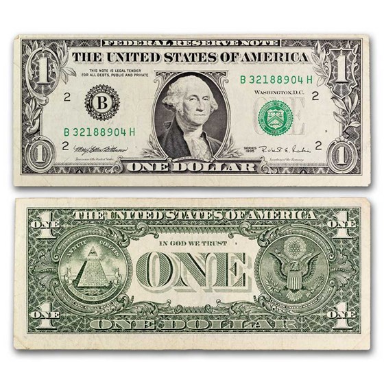 1995's $1.00 FRN Avg Circulated (Fr#1923) Web Press (Our Choice) 1995's $1.00 FRN Avg Circulated (Fr#1923) Web Press (Our Choice)