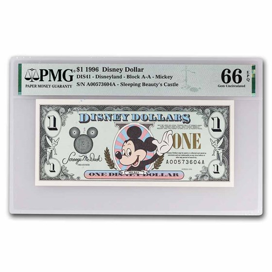 1996 $1.00 (AA) Waving Mickey, (DIS#41) CU-66 EPQ PMG