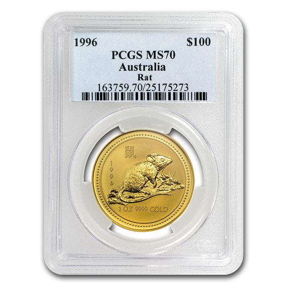 1996 1 oz Gold Lunar Year of the Rat MS-70 PCGS (Series I) 1996 1 oz Gold Lunar Year of the Rat MS-70 PCGS (Series I)