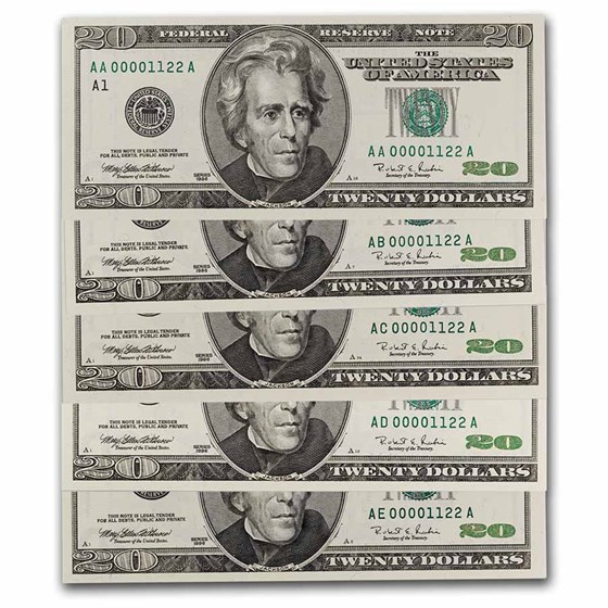 1996 $20 FRN 12 Note District Set - Choice Unc - Same Serial #'s 1996 $20 FRN 12 Note District Set - Choice Unc - Same Serial #'s