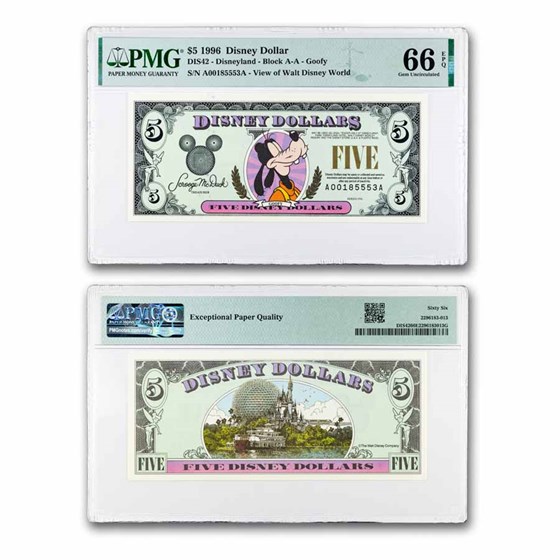 1996 $5.00 (AA) Closed-Eyed Goofy CU-66 EPQ (DIS#42)