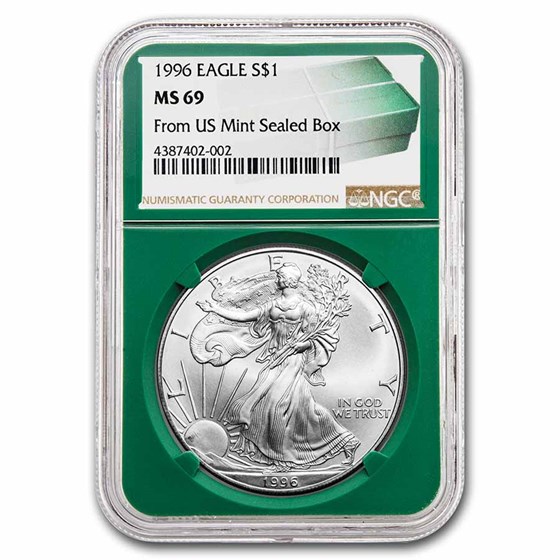 1996 American Silver Eagle MS-69 NGC (Green Holder) 1996 American Silver Eagle MS-69 NGC (Green Holder)