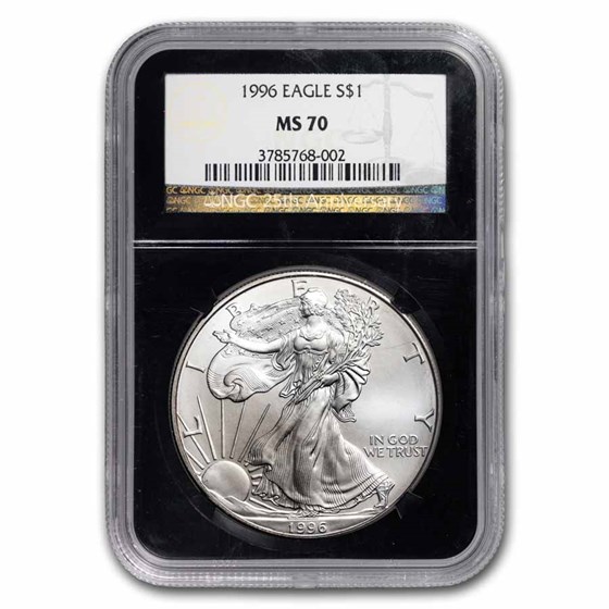1996 American Silver Eagle MS-70 NGC (Black Core)