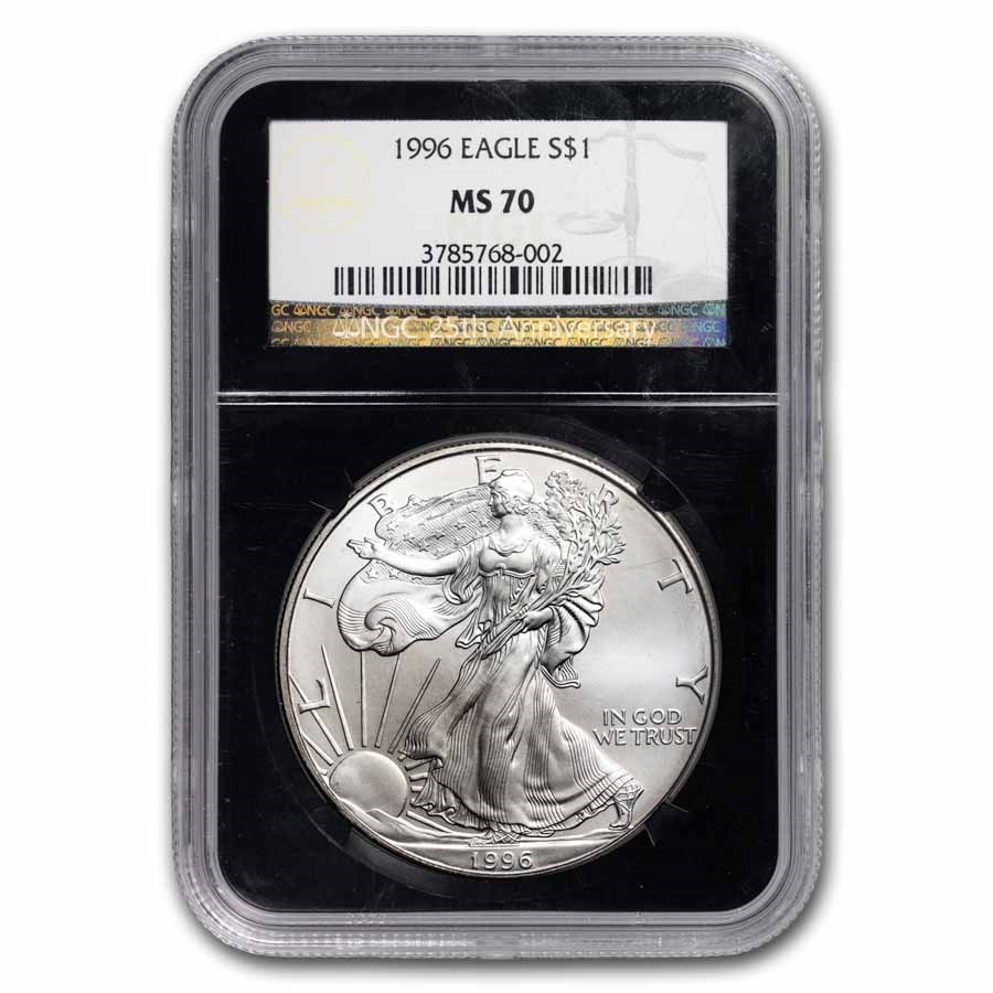 1996 American Silver Eagle MS-70 NGC (Black Core)