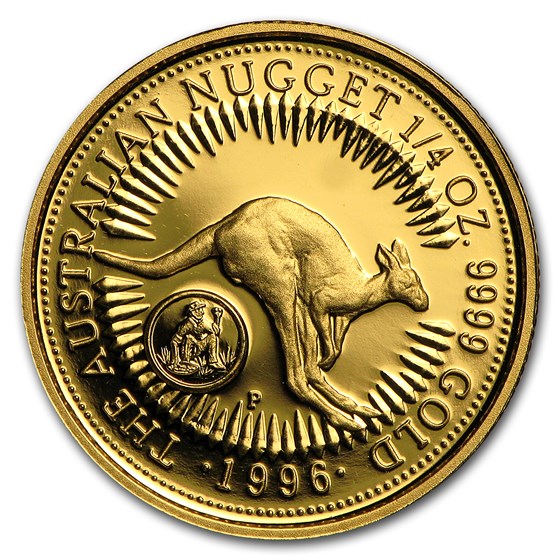 1996 Australia 1/4 oz Proof Gold Nugget (Prospector Privy)