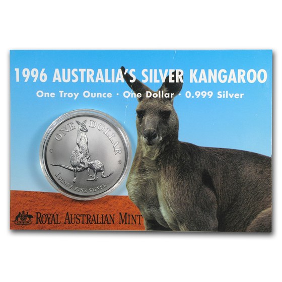 1996 Australia 1 oz Silver Kangaroo (In Display Card)